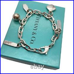 Tiffany & Co. 1837 5 charms Bracelet 925 Silver 7 22.8g