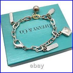 Tiffany & Co. 1837 5 charms Bracelet 925 Silver 7 22.8g