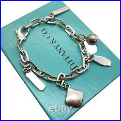 Tiffany & Co. 1837 5 charms Bracelet 925 Silver 7 22.8g