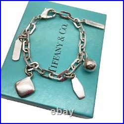 Tiffany & Co. 1837 5 charms Bracelet 925 Silver 7 22.8g