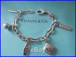 Tiffany & Co. 1837 Five Charm Sterling Silver Rectangular Links Bracelet