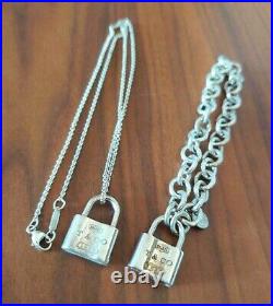 Tiffany & Co. 1837 Lock Charm Bracelet and Necklace set of 2 Sterling Silver 925