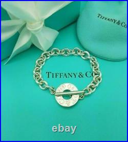 Tiffany & Co. 1837 Round Circle & Toggle 7.5 Silver Charm Bracelet, Hallmarked