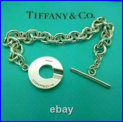 Tiffany & Co. 1837 Round Circle & Toggle 7.5 Silver Charm Bracelet, Hallmarked