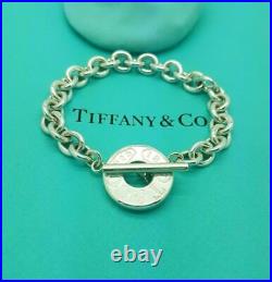 Tiffany & Co. 1837 Round Circle & Toggle 7.5 Silver Charm Bracelet, Hallmarked