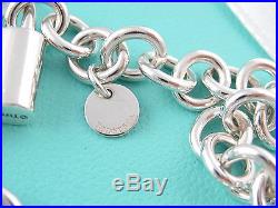 Tiffany & Co 1837 Silver Padlock Charm Bracelet Link Chain Box Included