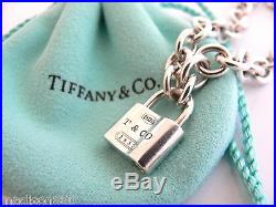 Tiffany & Co 1837 Silver Padlock Lock Charm Bracelet Bangle Link Chain