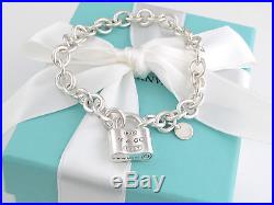 Tiffany & Co 1837 Silver Padlock Lock Charm Bracelet Box Pouch Ribbon Included