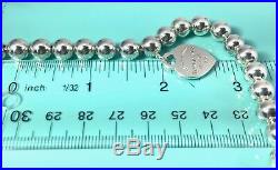 Tiffany & Co 8mm Bead Silver Bracelet Return To Heart Charm 7/15gr 190214B