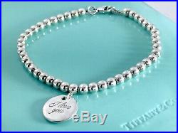 Tiffany & Co 925 Silver Mini Bead I Love You Circle Charm Bracelet 7.5in 190819A