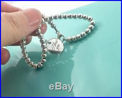 Tiffany & Co 925 Silver Mini Bead I Love You Circle Charm Bracelet 7.5in 190819A