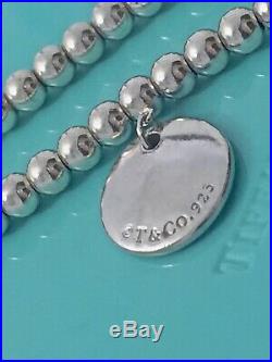 Tiffany & Co 925 Silver Mini Bead I Love You Circle Charm Bracelet 7.5in 190819A