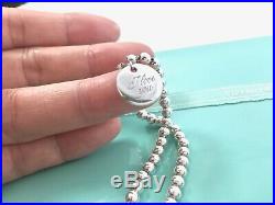 Tiffany & Co 925 Silver Mini Bead I Love You Circle Charm Bracelet 7.5in 190819A