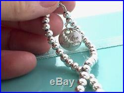 Tiffany & Co 925 Silver Mini Bead I Love You Circle Charm Bracelet 7.5in 190819A