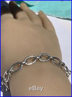 Tiffany & Co 925 Silver Open Oval Clasping Links 7.5 Adjustable Charm Bracelet