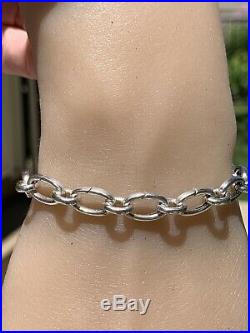 Tiffany & Co 925 Silver Open Oval Clasping Links 7.5 Adjustable Charm Bracelet