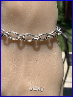 Tiffany & Co 925 Silver Open Oval Clasping Links 7.5 Adjustable Charm Bracelet