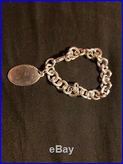 Tiffany & Co. 925 Sterling Silver American Flag Enamel Tag/Charm Bracelet (7.5)