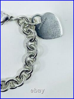 Tiffany & Co 925 Sterling Silver Classic Heart Tag Charm Link Bracelet 7 1/4