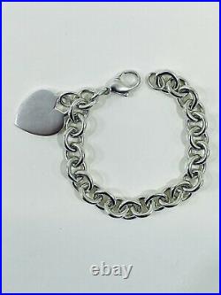 Tiffany & Co 925 Sterling Silver Classic Heart Tag Charm Link Bracelet 7 1/4