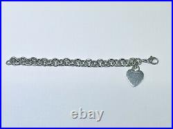 Tiffany & Co 925 Sterling Silver Classic Heart Tag Charm Link Bracelet 7 1/4