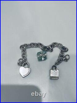 Tiffany & Co. 925 sterling silver charm bracelet with 3 charms RARE