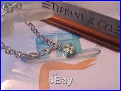 Tiffany & Co. Blue Enamel Signature Box Charm Sterling Silver Bracelet