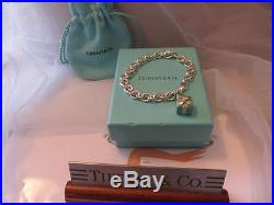 Tiffany & Co. Blue Enamel Signature Box Charm Sterling Silver Bracelet