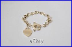 Tiffany & Co Bracelet Sterling Silver. 925 Open Heart Link Chain Toggle Charm 8
