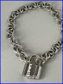 Tiffany & Co. Chain Link 1837 Padlock Charm Bracelet Sterling Silver 925