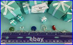 Tiffany&Co Elsa Peretti 5 Charm Bracelet Gemstone Bean Apple 7.25 Pouch Box