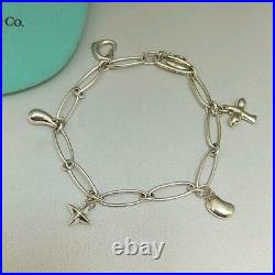 Tiffany & Co. Elsa Peretti 5 Charm Bracelet Sterling Silver 925 SV925 7 NO BOX