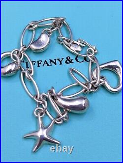 Tiffany & Co. Elsa Peretti 5 Dangle Charm Bracelet Sterling Silver Fit a 6 1/2'