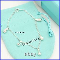 Tiffany & Co. Elsa Peretti 5 Five Teardrop Charm bracelet 7.2 Silver withPouch