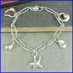 Tiffany & Co. Elsa Peretti 925 Sterling Silver Link Charm Bracelet 7