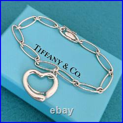 Tiffany & Co. Elsa Peretti Large Open Heart Oval Chain Bracelet, Silver 925, 7