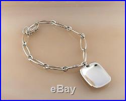 Tiffany & Co. Elsa Peretti Spain Silver Tag Charm withElongated Oval Link Bracelet