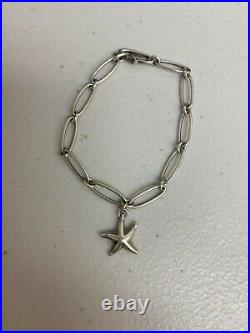 Tiffany & Co Elsa Peretti Sterling Silver Oval Link Starfish Charm Bracelet 7