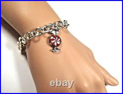 Tiffany & Co Enamel Candy Twist Bon Bon Bracelet Bangle Link Chain Pouch Silver