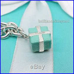 Tiffany & Co. Enamel Gift Box Present Charm Bracelet 925 Sterling Silver RARE