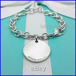 Tiffany & Co. Fifth Ave Notes Round Tag Charm Bracelet 925 Sterling Silver Small