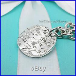 Tiffany & Co. Fifth Ave Notes Round Tag Charm Chain Bracelet 925 Sterling Silver