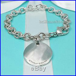 Tiffany & Co. Fifth Ave Notes Round Tag Charm Chain Bracelet 925 Sterling Silver