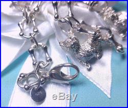 Tiffany & Co. Five Dog Charm Bone Link Bracelet Medium 7.5 Sterling Silver 925