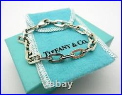 Tiffany & Co Germany 925 Sterling Silver Flat Oval Link Charm Bracelet 7 RARE