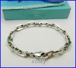 Tiffany & Co Germany 925 Sterling Silver Flat Oval Link Charm Bracelet 7 RARE