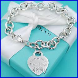 Tiffany & Co. Heart Tag Charm Bracelet 925 Sterling Silver