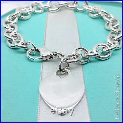 Tiffany & Co. Heart Tag Charm Bracelet 925 Sterling Silver 8.5in Authentic Rare