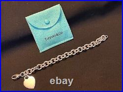 Tiffany & Co Heart Tag Charm Bracelet 925 Sterling Silver No Monogram Authentic