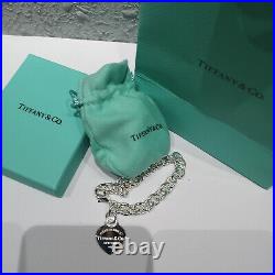 Tiffany & Co. Heart Tag Charm Bracelet Chain 925 Sterling Silver 8.26 Bracelet